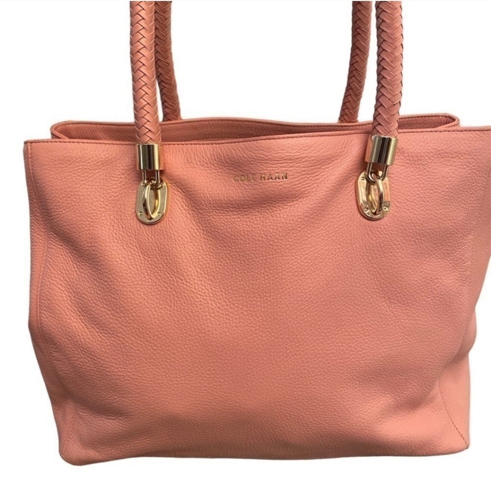 Cole Haan Pink Tote with Braided Handles